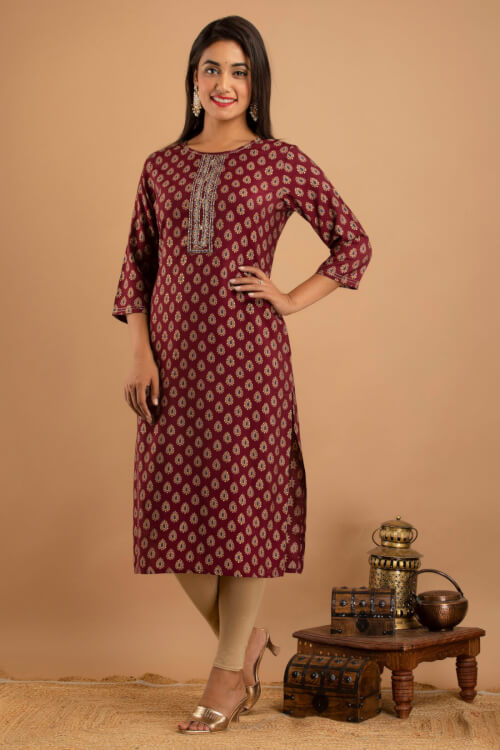 Brown printed kurta